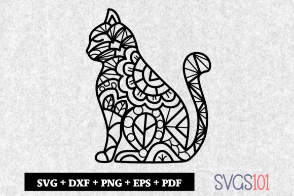 Cat Mandala Paper Cut Template