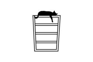 Silhouette of Cat Laying on Book Shelf with Paw Hanging Down