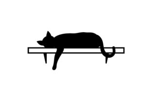 Silhouette of Cat Laying on Shelf with Paw Hanging Down