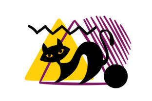 Spooky Cat Abstract Print Art Style